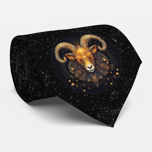 Aries Astrology Zodiac Neck Tie Krawatte (Gerollt)