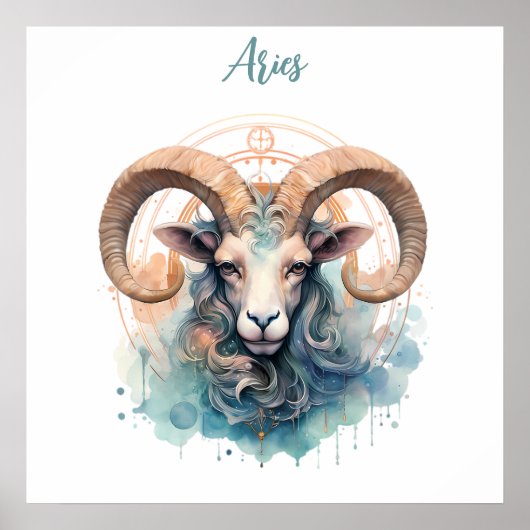 Aries Astrology zodiac Zeichen von Äeren in Aqucol Poster (Vorne)