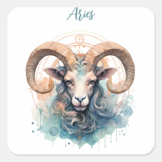 Aries Astrology zodiac Zeichen von Äeren in Aqucol Quadratischer Aufkleber (Vorderseite)