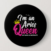 Aries Birthday Queen Astrologie Zodiac März April Button (Vorderseite)