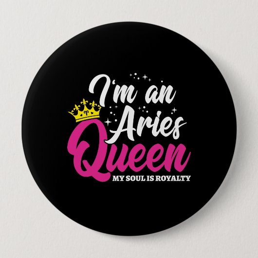 Aries Birthday Queen Astrologie Zodiac März April Button (Vorderseite)