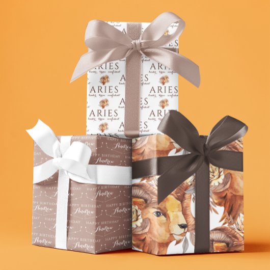 Aries Birthday Wrapping Paper Sheets Geschenkpapier Set