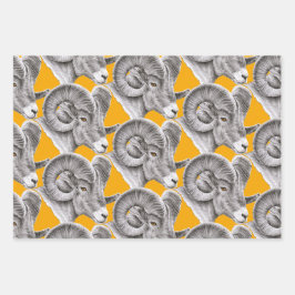 Aries Birthday Zodiac Bighorn Ram Animal Art Crown Geschenkpapier Set