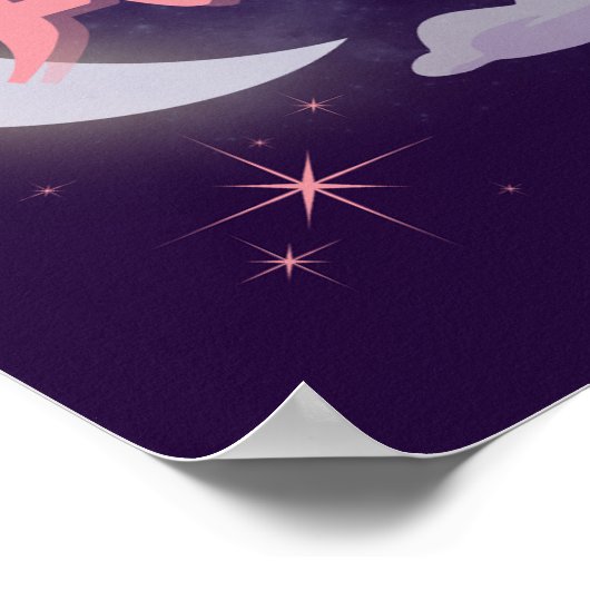 Aries Celestial Moon Cloud Stars Astrologie Kunst Poster (Ecke)