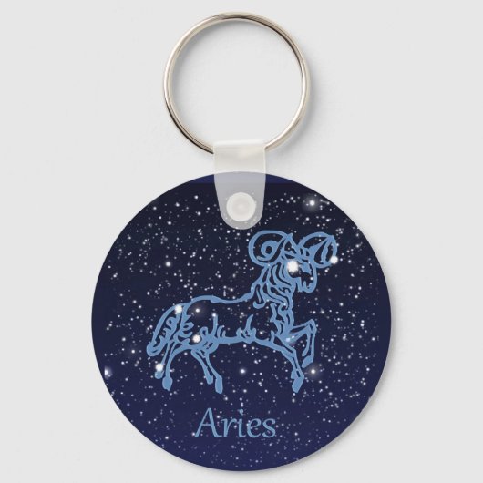 Aries Constellation and Zodiac Sign with Stars Key Schlüsselanhänger (Vorderseite)