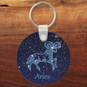 Aries Constellation and Zodiac Sign with Stars Key Schlüsselanhänger (Vorderseite)