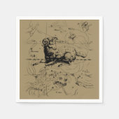 Aries Constellation Hevelius 1690 März 21 - Apr19 Serviette (Vorderseite)