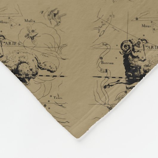 Aries Constellation Map Gravur von Hevelius Fleecedecke (Ecke)