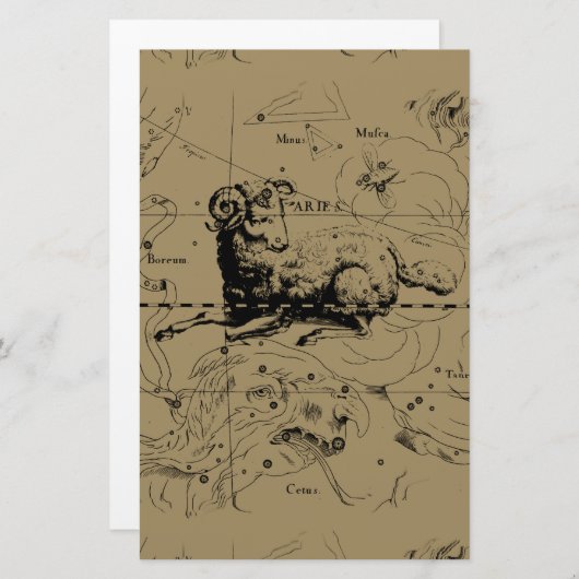 Aries Constellation Map Hevelius circa 1690 Briefpapier (Vorne/Hinten)