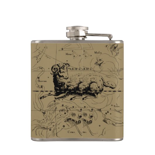 Aries Constellation Map Hevelius circa 1690 Flachmann (Rückseite)
