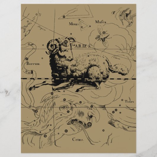 Aries Constellation Map Hevelius circa 1690 Flyer (Vorne)