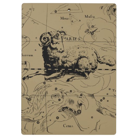 Aries Constellation Map Hevelius circa 1690 Klemmbrett (Rückseite)