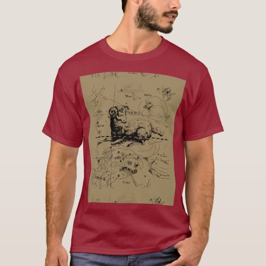 Aries Constellation Map Hevelius circa 1690 T-Shirt (Vorderseite)