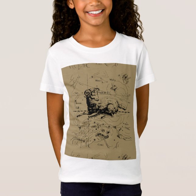 Aries Constellation Map Hevelius circa 1690 T-Shirt (Vorderseite)