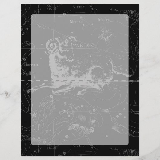 Aries Constellus Hevelius Vintag auf Black (Vorderseite)