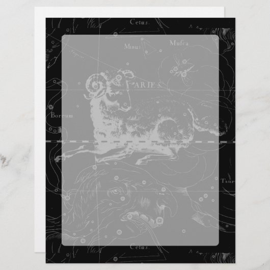 Aries Constellus Hevelius Vintag auf Black (Vorne/Hinten)