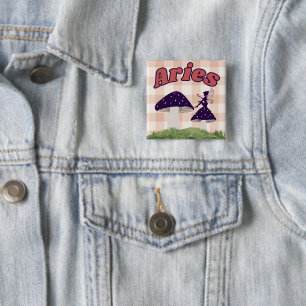 Aries Cottagecore-Ästhetik-Fee-Pilz-Kunst Button