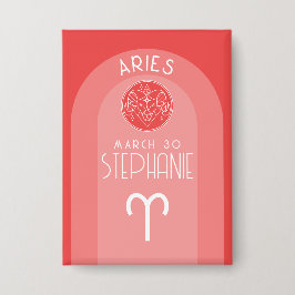 Aries Custom Birthday Zodiac - Foto Modernes Desig Button