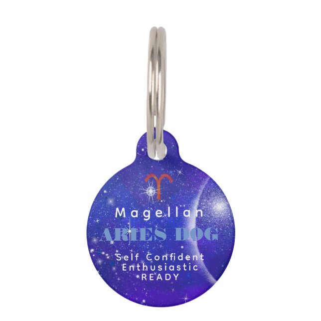 Aries Dog lustige Zodiac-Eigenschaften Custom Haustiermarke (Vorderseite)