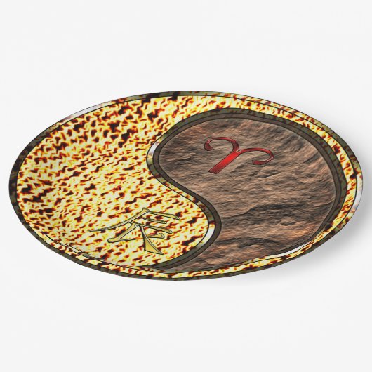 Aries & Earth Dragon Pappteller (Schrägansicht)