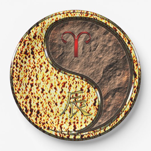 Aries & Earth Dragon Pappteller (Vorderseite)