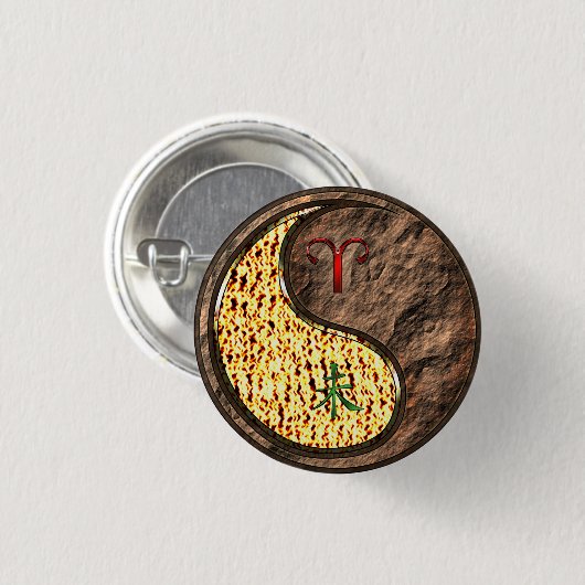 Aries & Earth Goat Button (Vorne & Hinten)