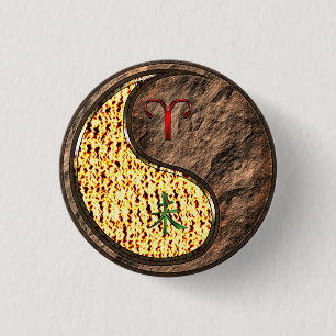 Aries & Earth Goat Button
