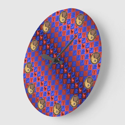 Aries & Earth Ox Große Wanduhr (Winkel)