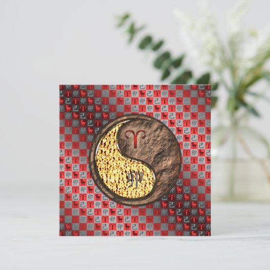 Aries & Earth Rabbit Karte (Stehend Vorderseite)