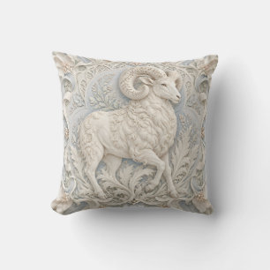 Aries Elfenbein Blau Porzellan Relief Stil Kissen