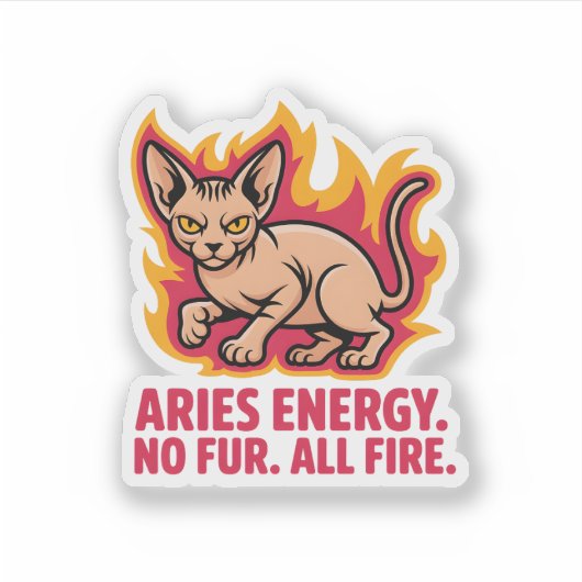 Aries Energy Sphynx Cat Fire Illustration Aufkleber (Vorderseite)
