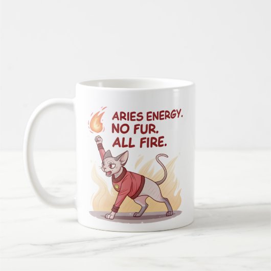 Aries Energy Sphynx Cat No Fur All Fire Art Kaffeetasse (Links)