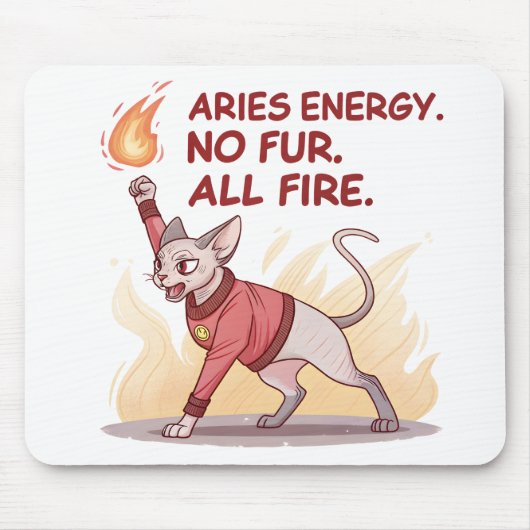 Aries Energy Sphynx Cat No Fur All Fire Art Mousepad (Vorne)