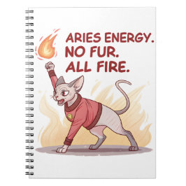 Aries Energy Sphynx Cat No Fur All Fire Art Notizblock