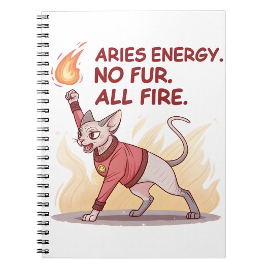 Aries Energy Sphynx Cat No Fur All Fire Art Notizblock (Vorderseite)