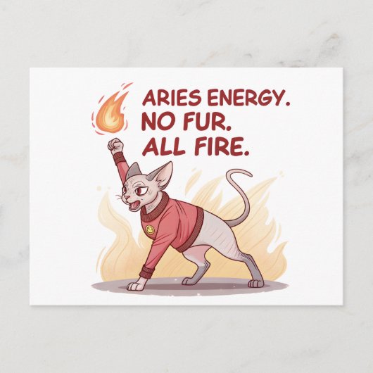 Aries Energy Sphynx Cat No Fur All Fire Art Postkarte (Vorderseite)