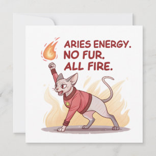 Aries Energy Sphynx-Katze Feuer Illustration Feiertagskarte