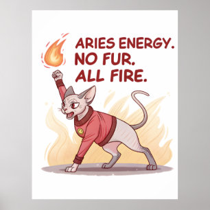 Aries Energy Sphynx-Katze Ohne Fell Alles Feuer Ku Poster