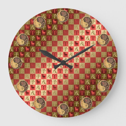 Aries & Erde Ratte Puzzle Große Wanduhr (Vorderseite)