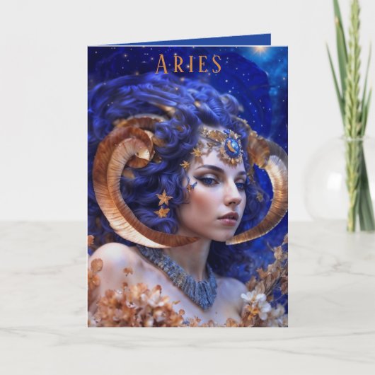 Aries Female Birthday Card Feiertagskarte (Vorderseite)