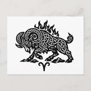 Aries Feuer‑Widder – keltische, verfluchte Tinte Z Postkarte