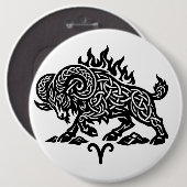 Aries Feuer‑Widder – Keltische verfluchte Tinte Zo Button (Vorne & Hinten)