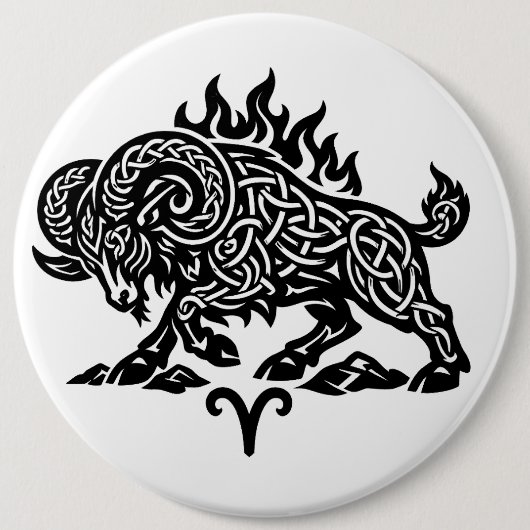Aries Feuer‑Widder – Keltische verfluchte Tinte Zo Button (Vorderseite)