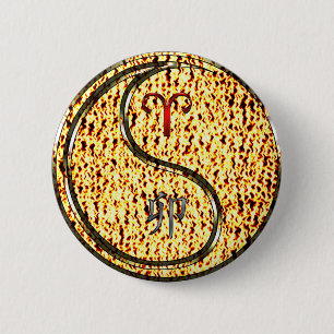 Aries & Fire Rabbit Button