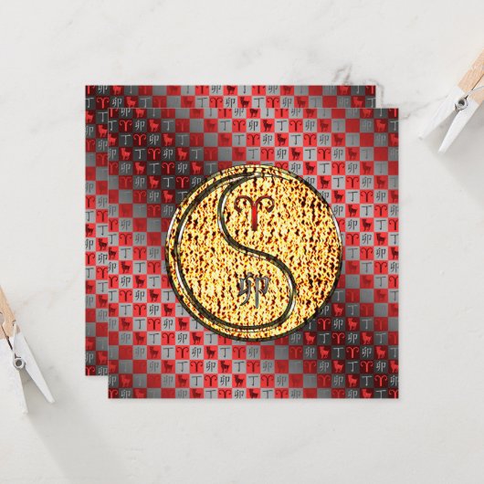 Aries & Fire Rabbit Karte (Vorderseite/Rückseite Beispiel)