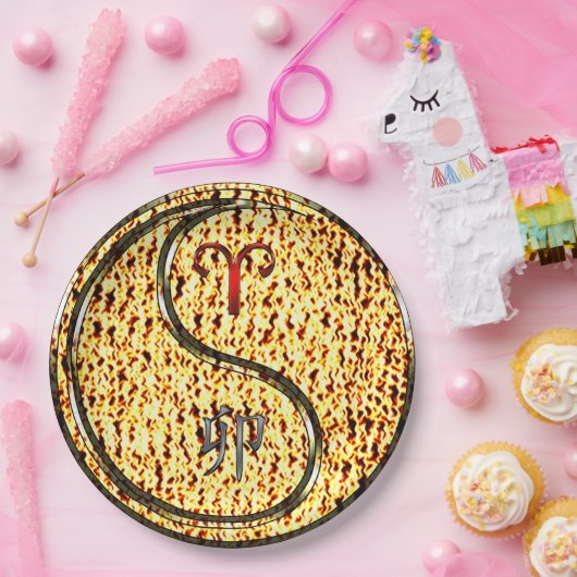 Aries & Fire Rabbit Pappteller (Party)