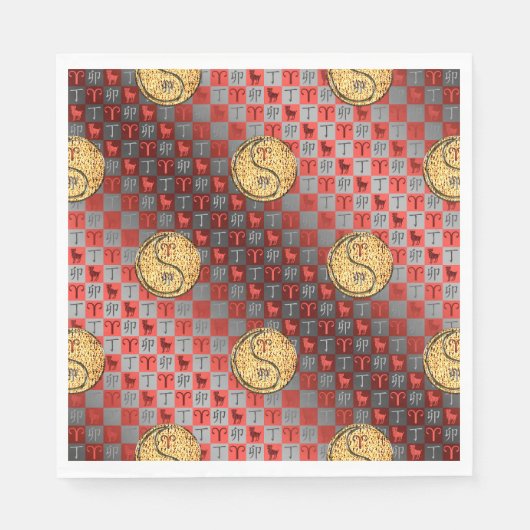 Aries & Fire Rabbit Serviette (Vorderseite)