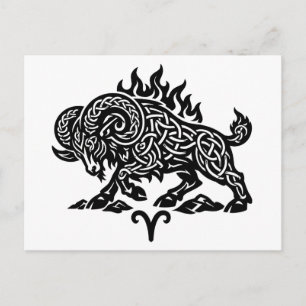 Aries Fire‑Ram – keltische, von Geistern heimgesuc Feiertagspostkarte