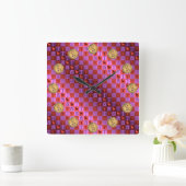 Aries & Fire Rooster Quadratische Wanduhr (Zuhause)