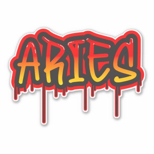ARIES Fire Sign Driving Word Art Spray Paint Aufkleber (Vorderseite)
